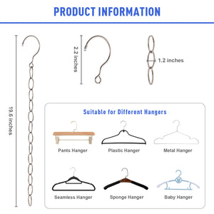 DAIFUQIHUA 5 Pack Space Saving Hanger Chains, Metal Closet Organizer, Dorm Room Essentials, Magic Hangers Chains for Kids Closet, Hanger Organizer for Dorm Organization