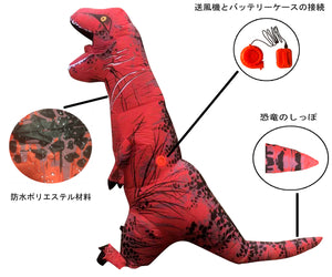 DAIFUQIHUA 恐竜 コスチューム 恐竜 コスプレ インフレータブル コスチューム 着ぐるみ 仮装 恐竜 空気充填 膨張式 4点セット 男女兼用 USB充電式 Lサイズ ブラウン